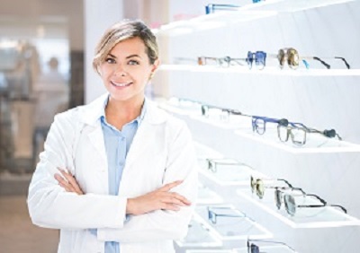 woman at glasses store